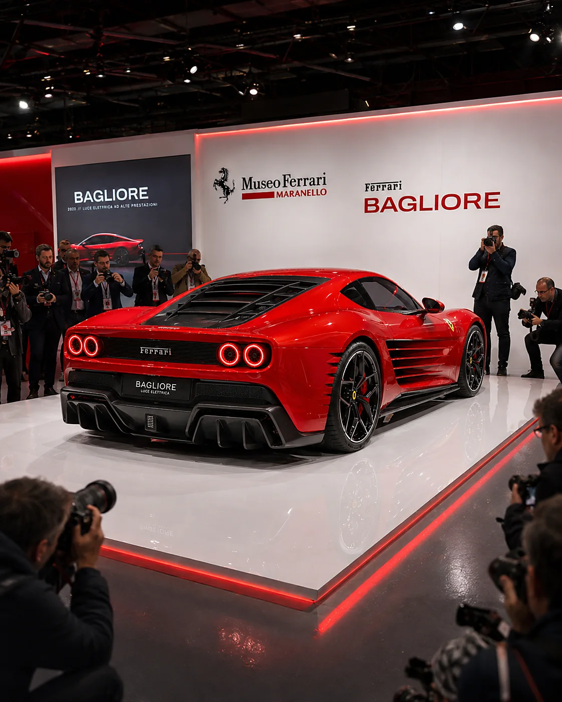 Ferrari Bagliore esposta al Museo Ferrari con fotografi