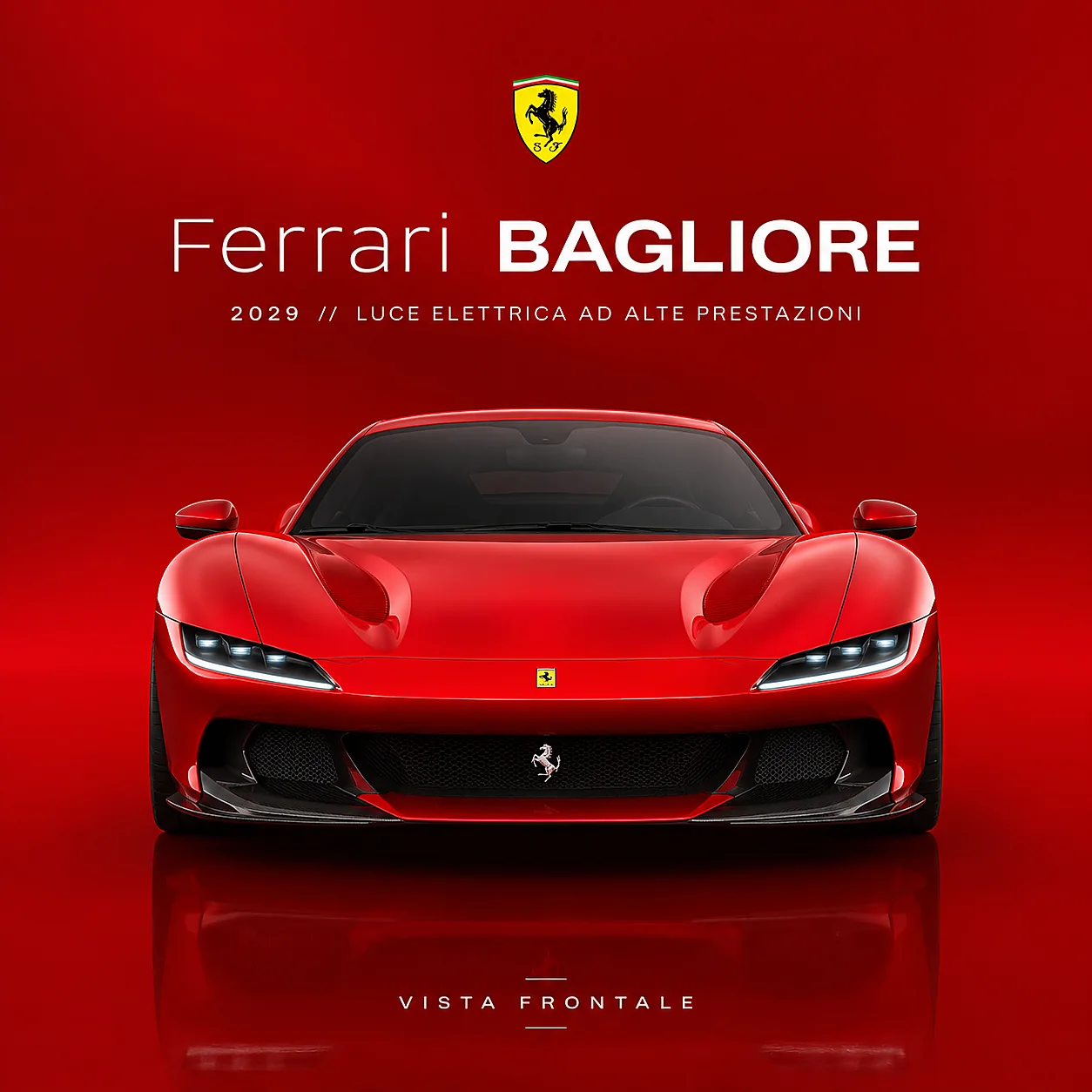 Ferrari Bagliore, vista frontale